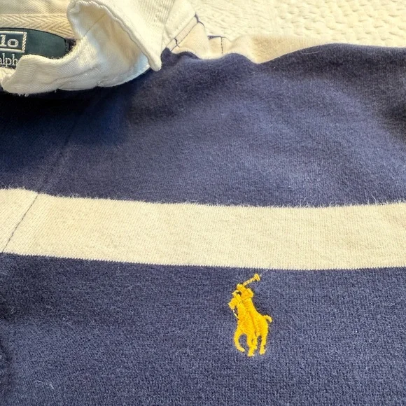 **SOLD** Polo Ralph Lauren Long Sleeve Rugby Shirt Fleece Lined Size L - Picture 4 of 6